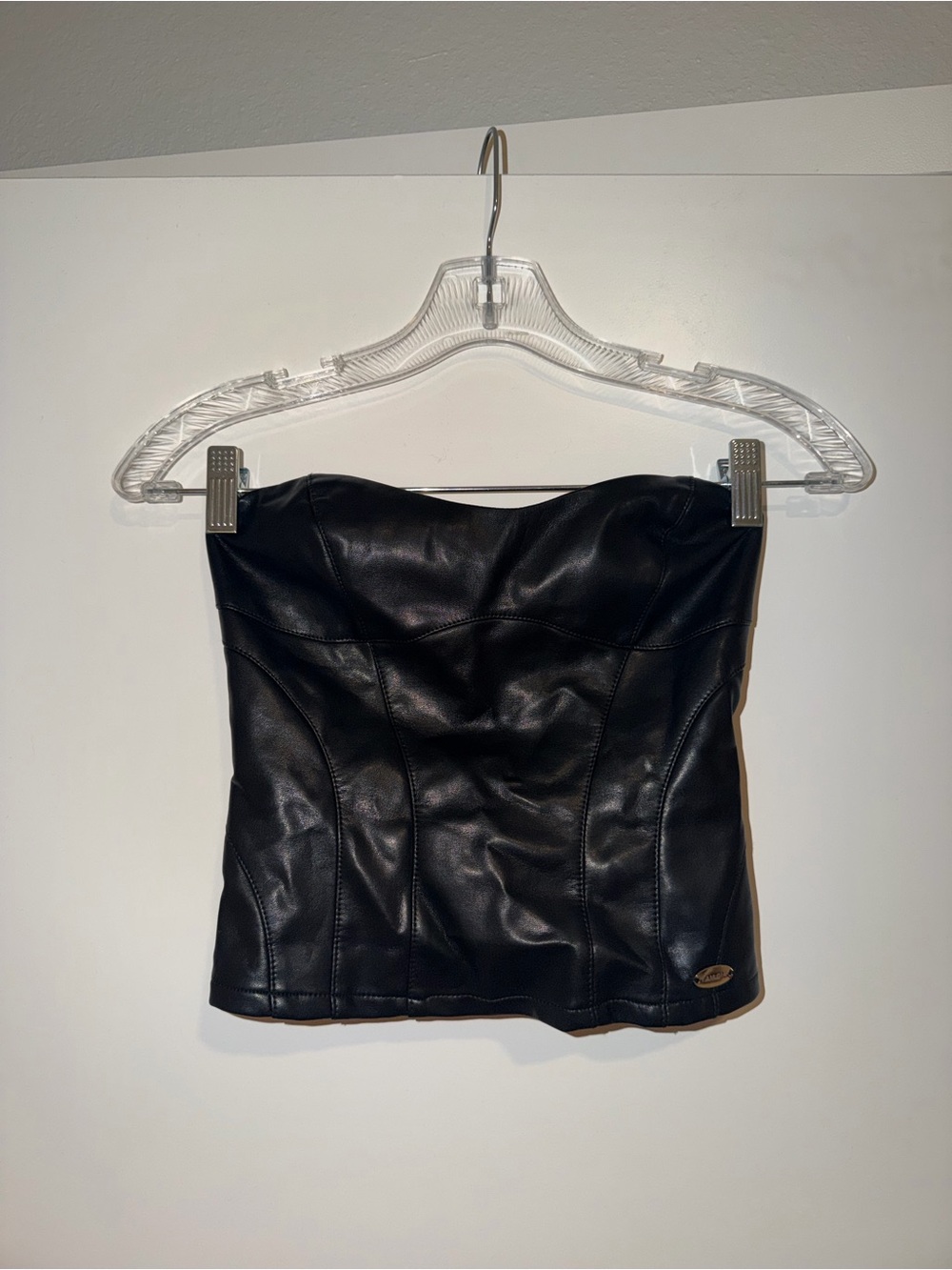 I.AM.GIA Black Faux Leather Bustier Top
